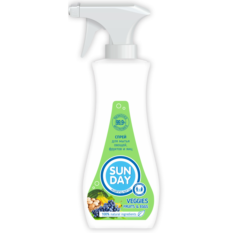 Спрей д/мытья Овощей и Фруктов с антимкробным эффектом Sunday 400мл 