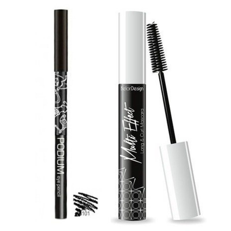 Belor Design Тушь MULTI EFFECT Удлиняющая и Подкр+PODIUM Карандаш д/глаз 101
