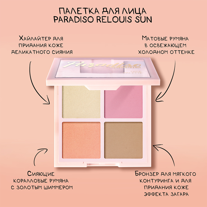 Relouis Бронзер-Румяна-Хайлатер для лица Paradiso Sun тон 01 