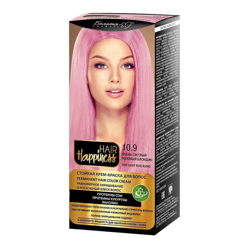 Краска д/волос Белита-М HAIR Happiness тон № 10.9 Очень светлый розовый блондин