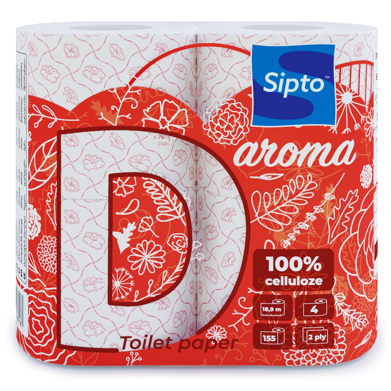 Sipto Deco Aroma Бумага туалетная 2хслойная 170листов 1х4рулона Клубника белая