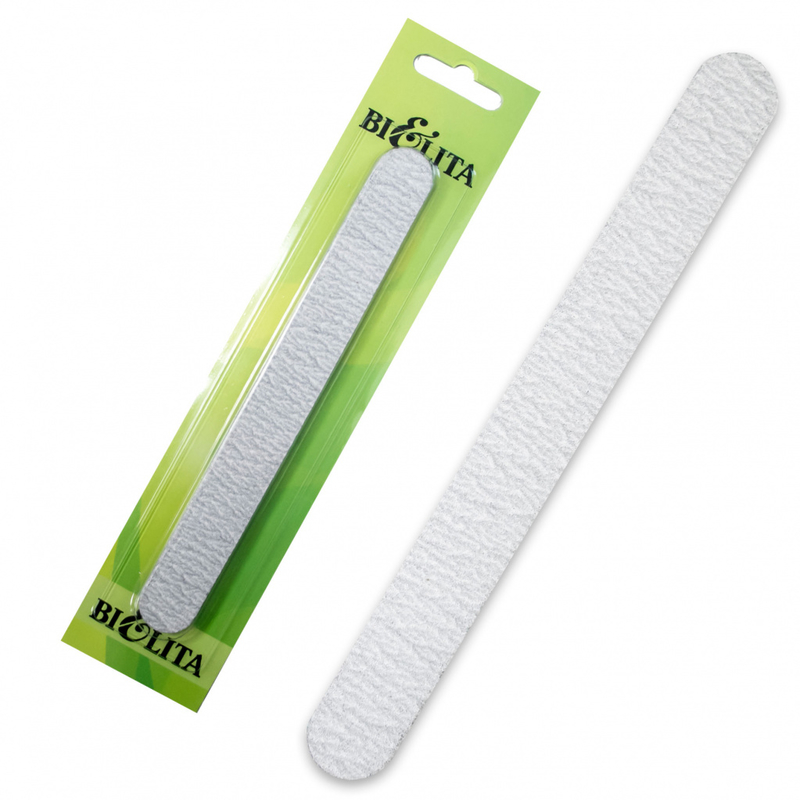 Bielita ПИЛКА д/ногтей наждачная на блистере прямая тонкая цвет серебро 18*2см