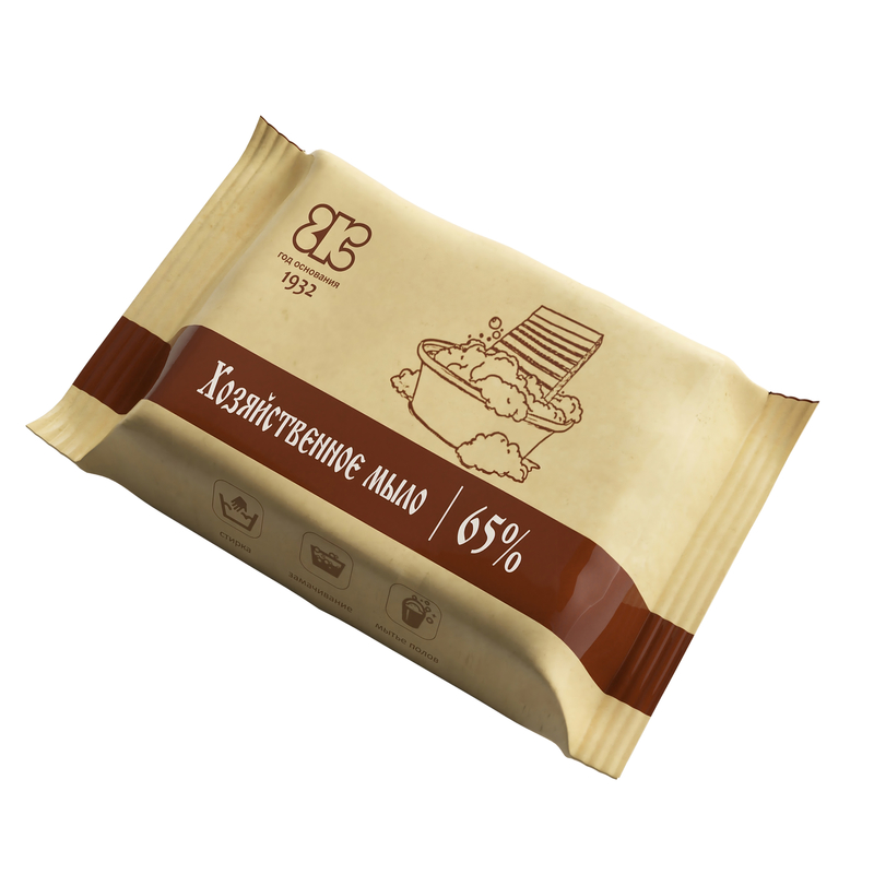 Мыло Хозяйственное твердое 65% 200г Флоу-пак 