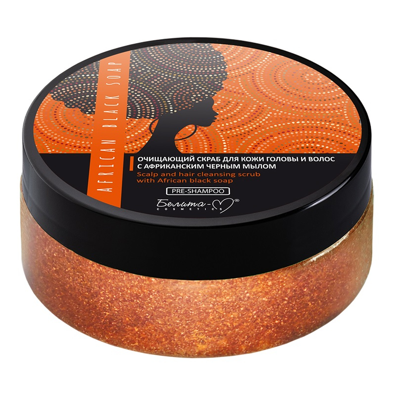 Белита-М Африканское черное мыло Очищающий Скраб д/кожи головы и волос 200г