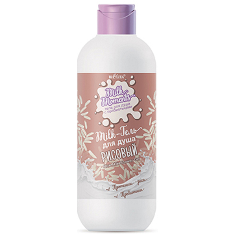 Bielita Milk moments Гель для душа с пробиотиками Рисовый 400мл