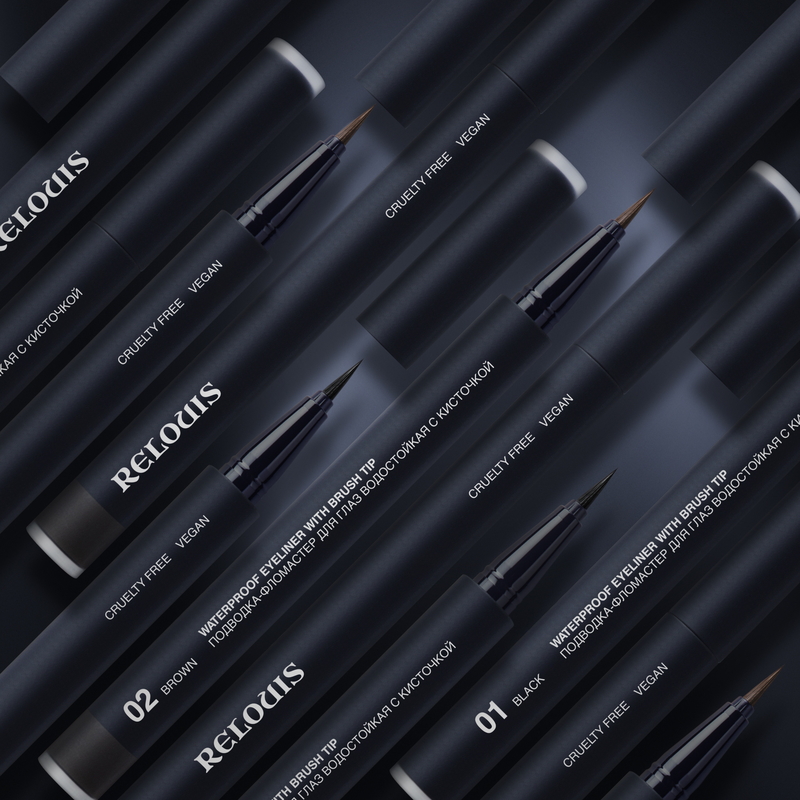 Relouis Подводка-Фломастер д/глаз Водостойкая с кисточкой тон 01 black 