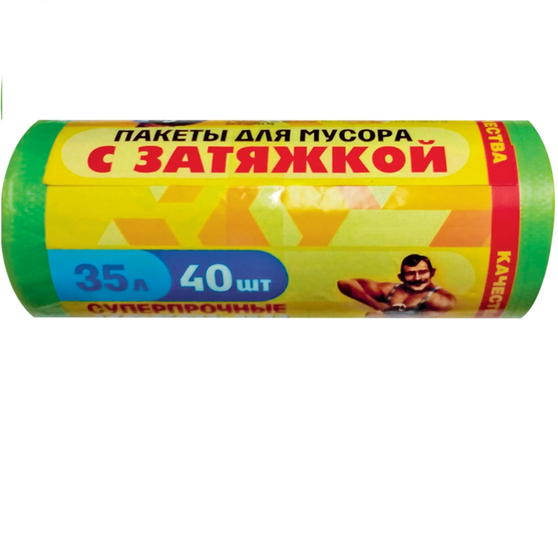 Ромакс Пакеты д/мусора Крепыш 35л/40шт рулон с затяжкой