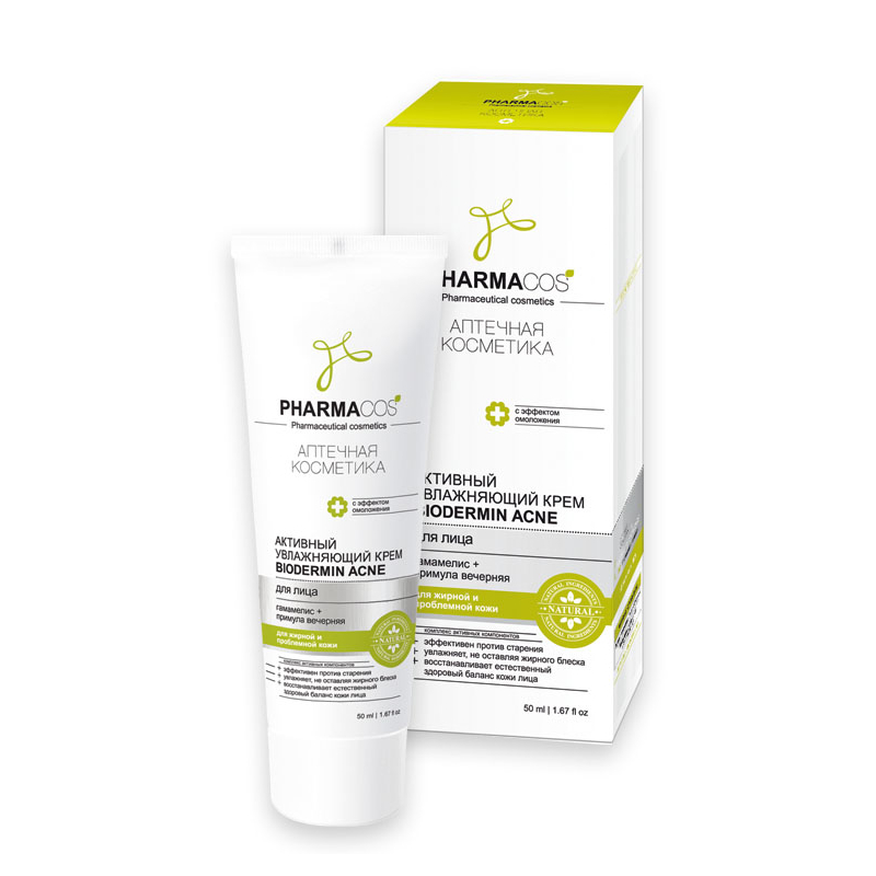 Biтэкс Pharmacos Крем Biodermin Acne Активный Увлажняющий 50мл