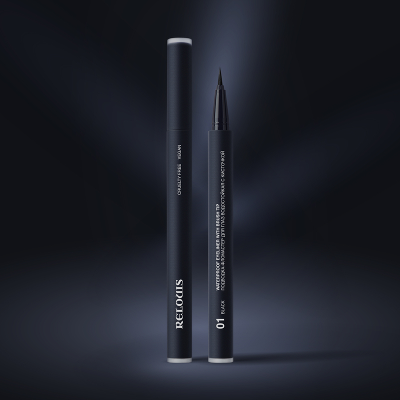 Relouis Подводка-Фломастер д/глаз Водостойкая с кисточкой тон 01 black 