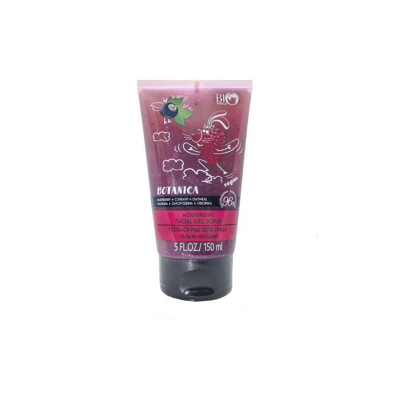 *BIO WORLD Botanica Гель-Скраб д/лица Увл Малина/Смородина/Овсянка 150мл