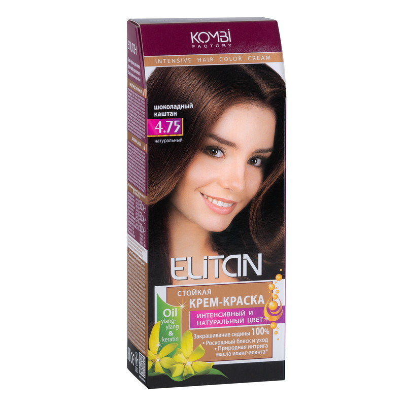 Крем-краска Элитан стойкая д/волос тон 4.75 Шоколадный каштан