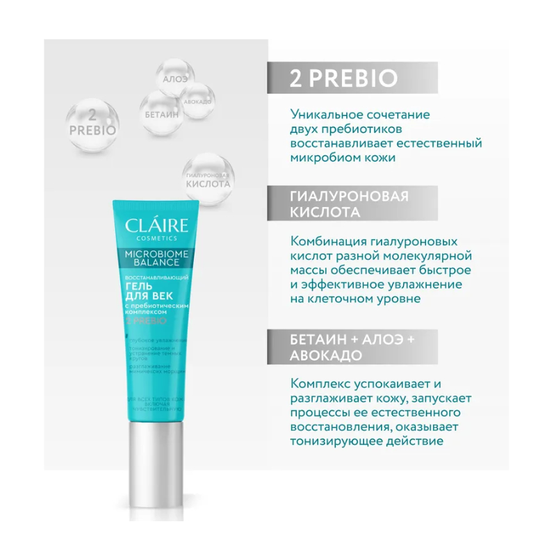 CLAIRE Microbiome Balance Гель Восстанавливающий для век 15мл